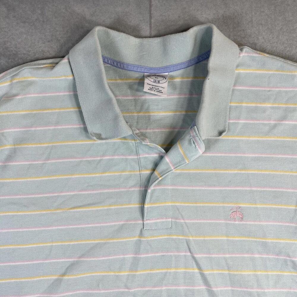 Brooks Brothers Performance Polo Shirt Mens XL Blue Slim Fit Cotton Striped